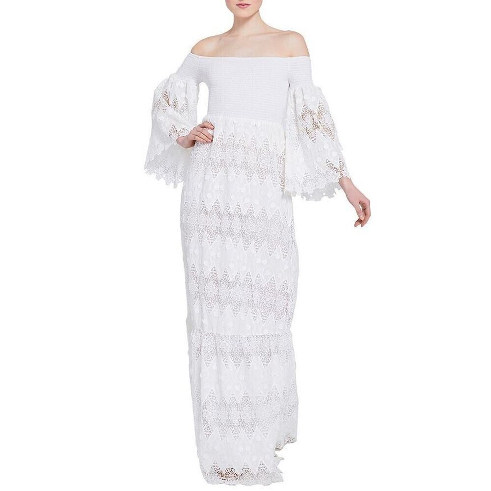 NWT ALICE + OLIVIA STACEY BENDET Roseline Smocked Lace Maxi Dress Sz XS #1E458